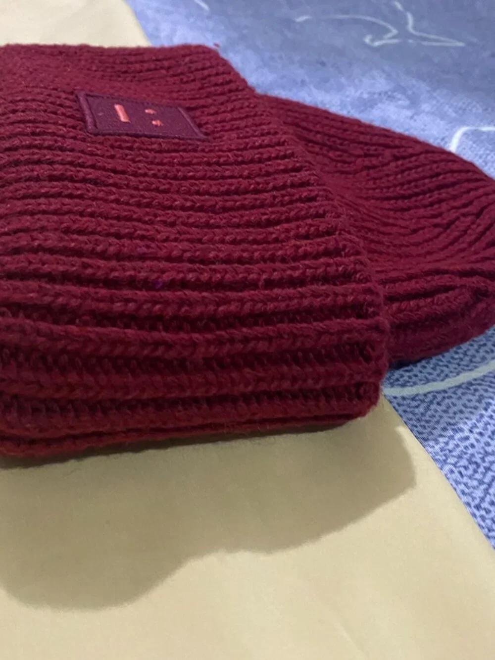 Acne Studios Burgundy Unisex Knit Hat - Picture 7 of 7